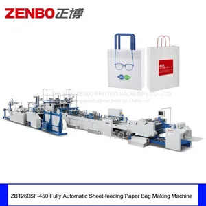 ZB1260SF Fully Automatic Sheet Fed Shopping Gift Garment Paper Bag Sack Making Machine With Flat Handle thumbnail-1