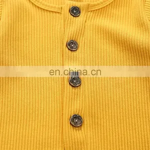 Newborn Baby Clothes Solid Color Ribbed Cotton Jumpsuit Rompers Baby thumbnail-3