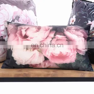 Home Decor Square 18x18 Inches Pillow Case Black and Purple Flowers Vintage Style Watercolor Decorative Pillowcase thumbnail-7