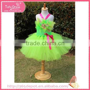 Ruffle Viridity Ribbon Tutu Fluffy Voile Girl's Dress Children Frocks Designs thumbnail-1