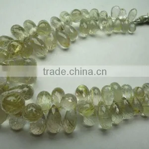 Golden Rutile Quartz Briolette Beads Drops Strand thumbnail-1