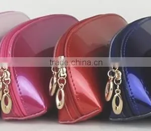 High Quality Makeup Bag With Custom Logo,professional Artist Leather Cosmetic Bag,OEM Leather Plain Purple Toiletry Makeup Bag thumbnail-3