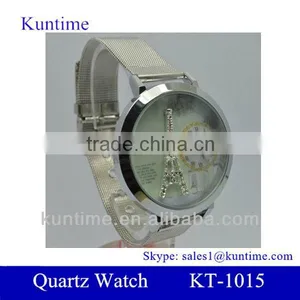 Wholesale Classical Eiffel Tower Quartz Watch Stainless Steel Back Watches thumbnail-1