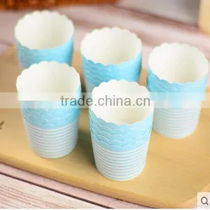 Latest White Yellow Stripe Mini Muffin Cake Cups thumbnail-1