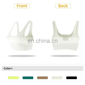 Wholesale Ribbed Covered Sports Bra High Impact Women Fitness Yoga Bra Side Gather thumbnail-4