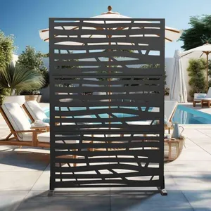 Freestanding Black Screen Divider | Classic Wrought Iron Garden Fence | Functional Partition for Indoor & Outdoor Use thumbnail-2