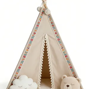 Indoor Teepee Tent for Kids With Stars Led Lights - Pop-Up Playhouse for Boys and Girls thumbnail-1