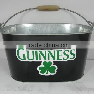 10L Galvanized Ice Bucket, Beer Ice Cooler With Wooden Handle thumbnail-3