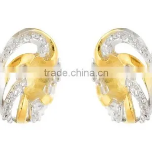 Two Tone Rhodium Plated Ring Earring Set thumbnail-5
