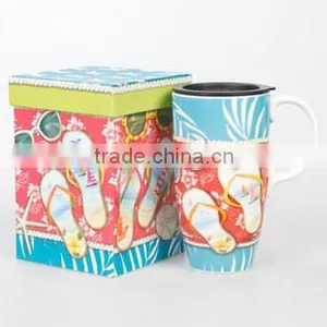 Summer Cute Design Ceramic Mug With Lid thumbnail-1