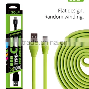 GOLF Original 1M Type-c Quick Charge and Data Cable 2.1A TPE Flat Wire Cable for Type-c Device thumbnail-6