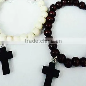 Wood Bead Bracelet With Cross thumbnail-1