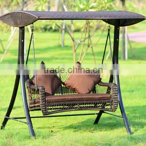 Luxurious Durable Double Seat pe Rattan Swing Chair With Canopy thumbnail-2