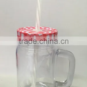 Plastic Mason Jar With Straw and Many Different Size, Colors thumbnail-6