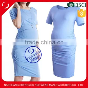 Custom Spandex Bamboo Fiber Plain Maternity Dresses thumbnail-1