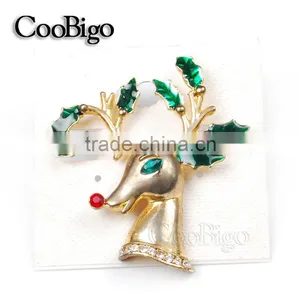 Fashion Jewelry Charming Deer Head Rhinestone Pin Brooch Wedding Invitation Christmas Party Gift Apparel Accessories thumbnail-3