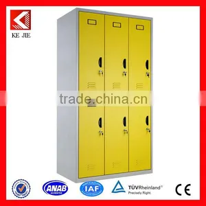 Modern 6 Compartment Steel Locker/6 Door Clothing Locker With Hanging Rods/6 Door Locker Low Price thumbnail-1
