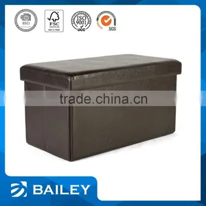 Furniture Promotional Wooden Seat Cube Leather Folding Stool thumbnail-1