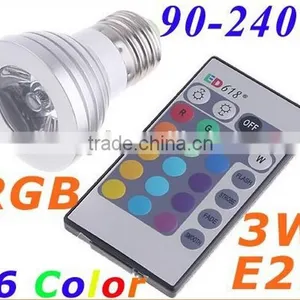 90-240V 16 Colors Changing 3W E27 RGB LED Bulb Lamp Spotlight With Remote Control thumbnail-1