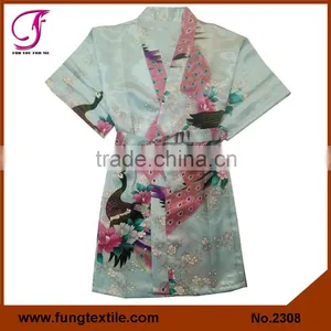 2313 Wholesale Children Peacock Pattern Satin Robe thumbnail-4