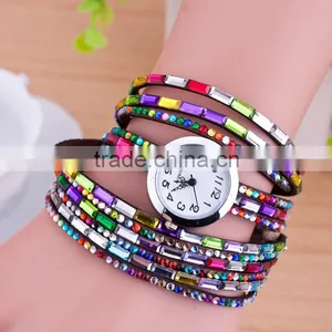 2016 New Product Vintage Fashion Watch,layered Watch Bracelet With Stones thumbnail-1