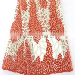2016 High Quality African Tulle Lace Fabrics for Asoebi/ Nigeria Bridal Embroidered Tulle Lace Fabric thumbnail-3