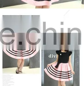 Child Baby Dress Model Sleeveless Striped With Pearl Necklace 1-3 Year Old Girl Dress thumbnail-5
