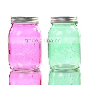 597ml Colorful Carving Glass Mason Jar With Lid thumbnail-2