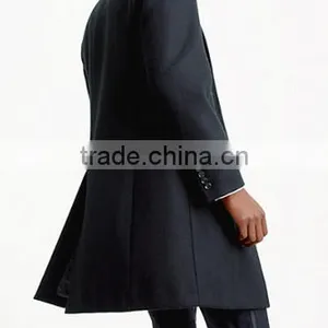 Modern Custom Tailored Black Three Button Long Trench Coat for Man thumbnail-3
