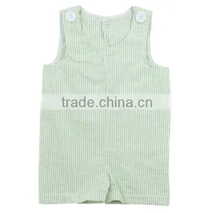 Wholesale 2016 Orange, Blue, Navy, Pink, Hot Pink, Red, Mint, Lime and Tan Colors Options Seersucker Shortall for Boys thumbnail-2