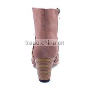 Spring and Autumn Fashion Vintage Women's Thick Heel Boots Solid Color Nubuck Leather Side Zipper Women Boots With a Single thumbnail-6