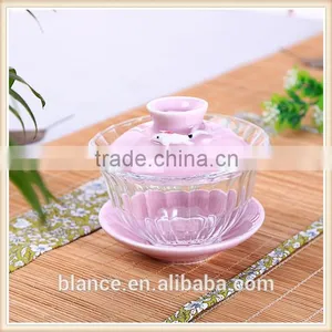 Ceramic and Glass Gaiwan in Lotus Design thumbnail-2