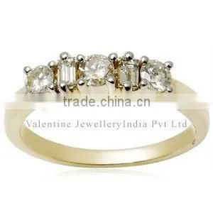 Diamond Initial Rings, Round and Buggetts Diamond Ring thumbnail-1