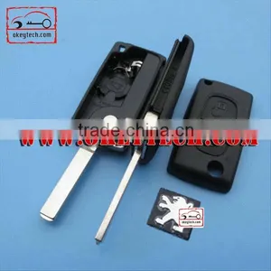 OkeyTech Peugeot 307 2 Buttons Flip Remote Key Shell Without Groove Blade With Battery Place for Key Cover Peugeot 307 Key Shell thumbnail-1