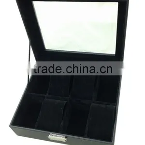 Leather Watch Box With Glass on the Top Cover for 8 Pcs thumbnail-2