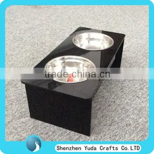 Black Plastic Pet Feeder Lucite Cat Dining Bowls Acrylic Dog Food Bowl thumbnail-1