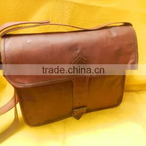 Camel Brown Leather Vintage Cross Body Messenger Bags thumbnail-2