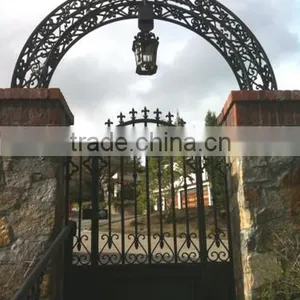 China Wholesale Wrought Iron Walk Gate, Forged Double Arched Iron Driveway Gate thumbnail-5