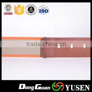 Two Tone Double Colours Leather Ended Cowboy Woven Canvas Belt thumbnail-5
