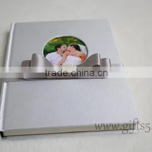 Wedding Guest Signing Book in White With Pearl and Ribbon thumbnail-1