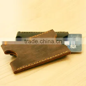 Genuine Leather ID Card Holder Bus Card Holder Embossed Logo Card Hlder thumbnail-4