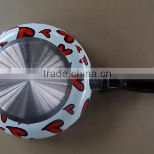 Aliuminium Non-stick Flower Decorated Silk Screen Design Frypan thumbnail-5
