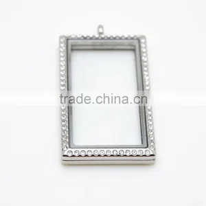 Rectangular Glass Lockets Made of 316L Stainless Steel Wholesale thumbnail-3