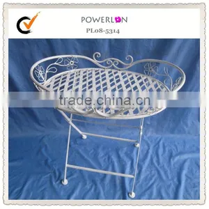 Antique White Metal Frame Table thumbnail-1