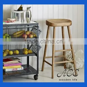 Rustic Solid Wooden Long Leg Stool thumbnail-1