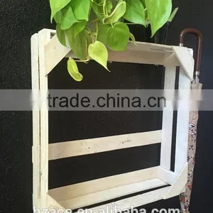 White Wooden Wall Hanging Crate Shelf / Wall Pocket thumbnail-4