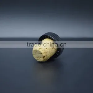 Black Plastic Cap With Wood Cork Glass Bottle T-shape Stopper thumbnail-3