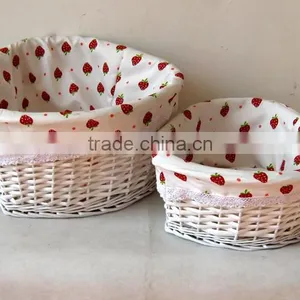 Empty White Wicker Gift Storage Basket Wicker Basket for Home Kitchen Storage thumbnail-1