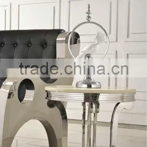 D374 Frensh Style Living Room Furniture White Marble Side Table thumbnail-2