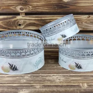2016 Hot Sale S/3 Outdoor Metal Planters Metal Sea Design Planter thumbnail-1